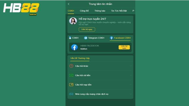 Cách liên hệ nhà cái HB88 đơn giản, nhanh gọn